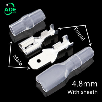 100 gab. 2.8mm 4.8mm 6.3mm kontaktdakšas atsperes vīrišķā lāpsta aukstās gofrēšanas spailes automašīnas skaļruņa elektrisko vadu savienotāju komplekts