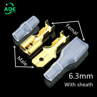 100 gab. 2.8mm 4.8mm 6.3mm kontaktdakšas atsperes vīrišķā lāpsta aukstās gofrēšanas spailes automašīnas skaļruņa elektrisko vadu savienotāju komplekts