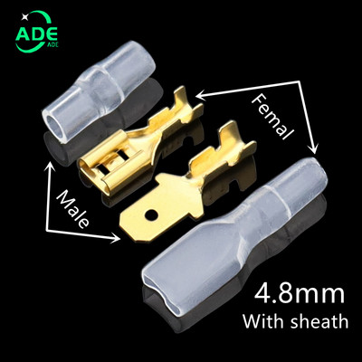 100 gab. 2.8mm 4.8mm 6.3mm kontaktdakšas atsperes vīrišķā lāpsta aukstās gofrēšanas spailes automašīnas skaļruņa elektrisko vadu savienotāju komplekts