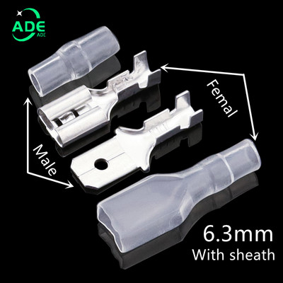 100 gab. 2.8mm 4.8mm 6.3mm kontaktdakšas atsperes vīrišķā lāpsta aukstās gofrēšanas spailes automašīnas skaļruņa elektrisko vadu savienotāju komplekts