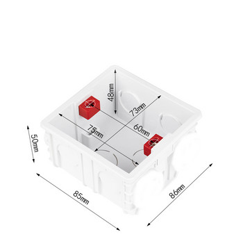 ASEER Регулируема монтажна кутия Вътрешна касета 86 мм * 85 мм * 50 мм за 86 Тип превключвател и контакт Бяло Червено Синьо Окабеляване Задна кутия