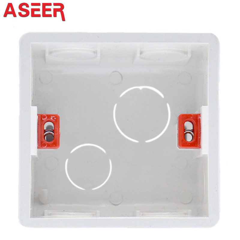 ASEER regulējama montāžas kastes iekšējā kasete 86 mm * 85 mm * 50 mm 86 tipa slēdzim un kontaktligzdai Balta sarkana zila vadu aizmugures kaste