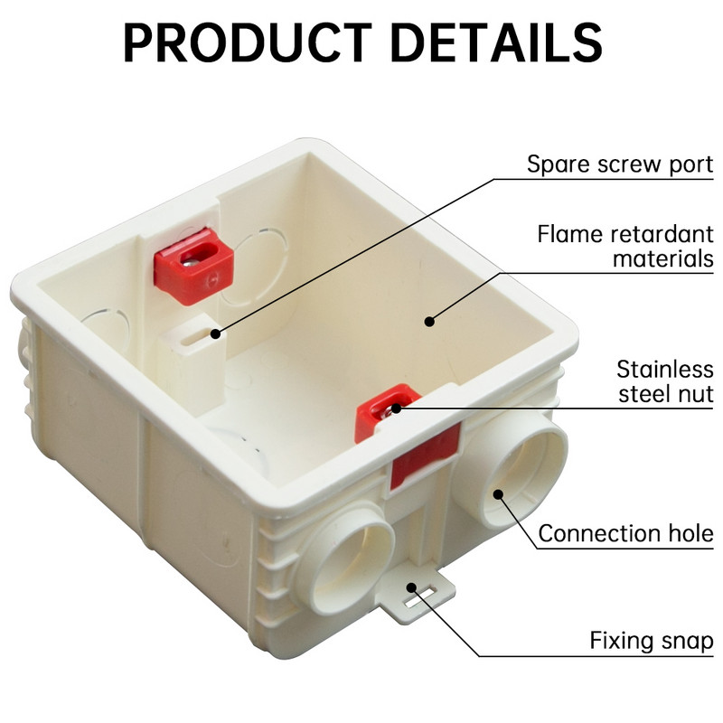 Montažna kutija tipa AMPCOM 86 za 86*86 mm zidni prekidač i utičnicu Prednja ploča Kaseta Univerzalna zidna stražnja razvodna kutija