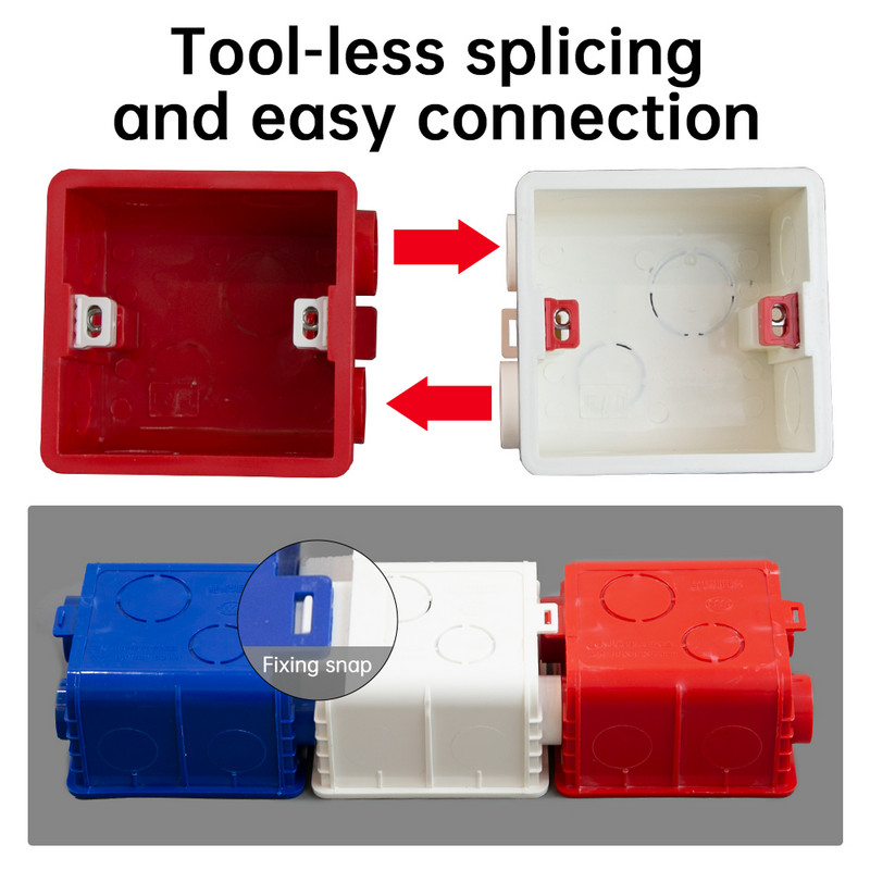 Montažna kutija tipa AMPCOM 86 za 86*86 mm zidni prekidač i utičnicu Prednja ploča Kaseta Univerzalna zidna stražnja razvodna kutija