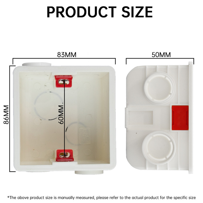 Montažna kutija tipa AMPCOM 86 za 86*86 mm zidni prekidač i utičnicu Prednja ploča Kaseta Univerzalna zidna stražnja razvodna kutija