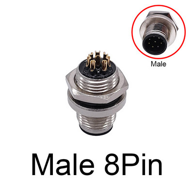 M12 stražnja montaža ploče Prirubnica Utičnica Senzor Konektor Vodootporni vijak Navojna spojnica Muški Ženski 3 4 5 8 Pin