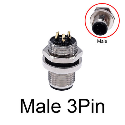 M12 stražnja montaža ploče Prirubnica Utičnica Senzor Konektor Vodootporni vijak Navojna spojnica Muški Ženski 3 4 5 8 Pin