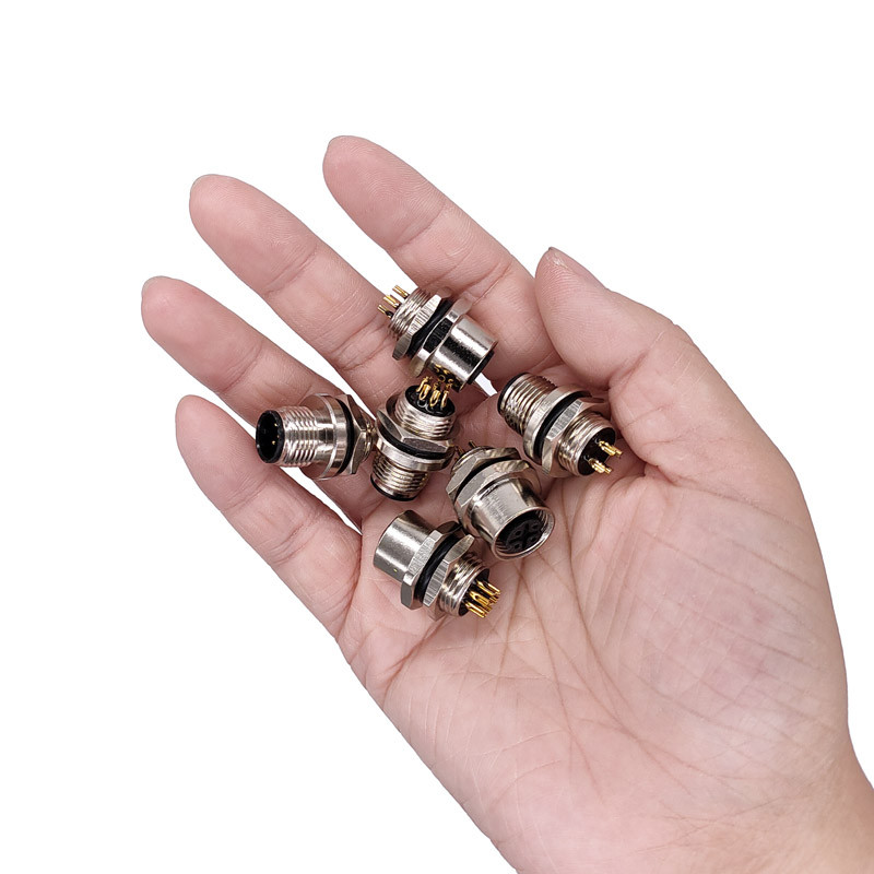 M12 stražnja montaža ploče Prirubnica Utičnica Senzor Konektor Vodootporni vijak Navojna spojnica Muški Ženski 3 4 5 8 Pin