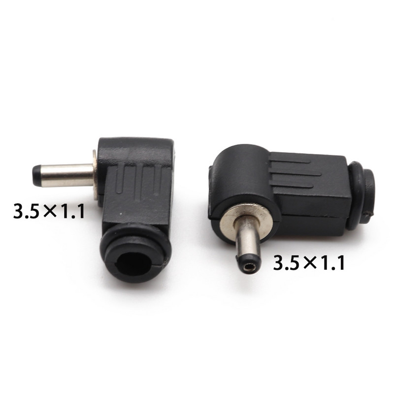 2PCS muški DC utični utikač Kut 90 stupnjeva L plastika 5,5*2,5 5,5*2,1 4,8*1,7 4,0*1,7 3,5*1,35 3,5*1,1 2,5*0,7 mm
