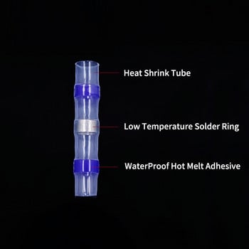 10/50/500 бр. Конектори за запояване на проводници 3:1 Гофрирани термосвиваеми изолирани електрически клеми Челно снаждане Водоустойчив ръкав