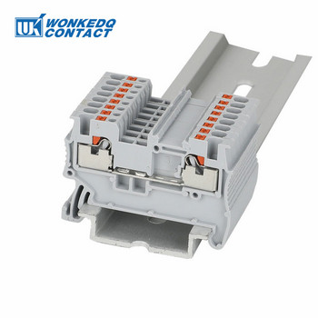 10Pcs PT1.5 Push-In Spring Feed-Through Strip Plug PT-1.5 Wire Electrical Connector Din Rail Screwless Termin Block PT 1.5