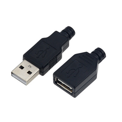 10 τεμ. Αρσενικό θηλυκό USB 4 pin βύσμα υποδοχή υποδοχής με μαύρο πλαστικό κάλυμμα τύπου A κιτ DIY