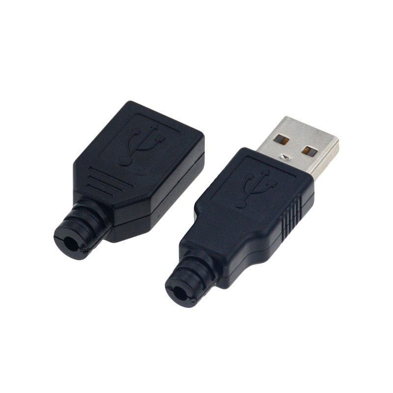 10kom tipa A muški ženski USB 4-pinski konektor utičnice s crnim plastičnim poklopcem Tip-A DIY setovi