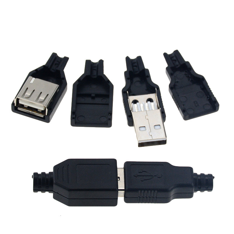 10kom tipa A muški ženski USB 4-pinski konektor utičnice s crnim plastičnim poklopcem Tip-A DIY setovi