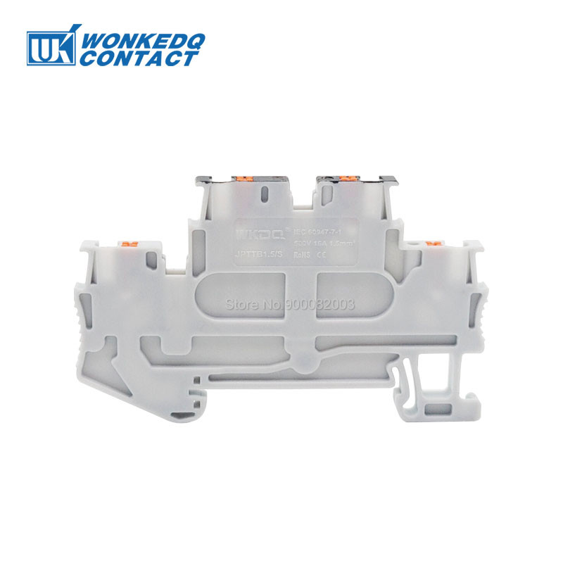 5Pcs PTTB1.5/S-PV Dvostruki ekvipotencijalni spojnik Push-In PT 1.5mm² konektor Električni terminalni blok na din šinu PTTB 1.5-PV