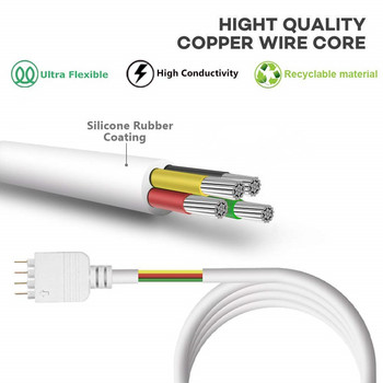4-пинов RGB LED конектор Удължителен кабел Кабел + 4-пинови конектори 1M 2M 5M 10m 30cm за SMD 5050 3528 RGB LED лента светлина