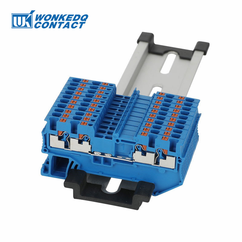 10 gab. PT1.5-QU iespiežams 4 vadu dubultsloksnes spraudnis PT 1.5 QUATTRO vadu elektriskais savienotājs Din sliedes spaiļu bloks PT 1.5-QU