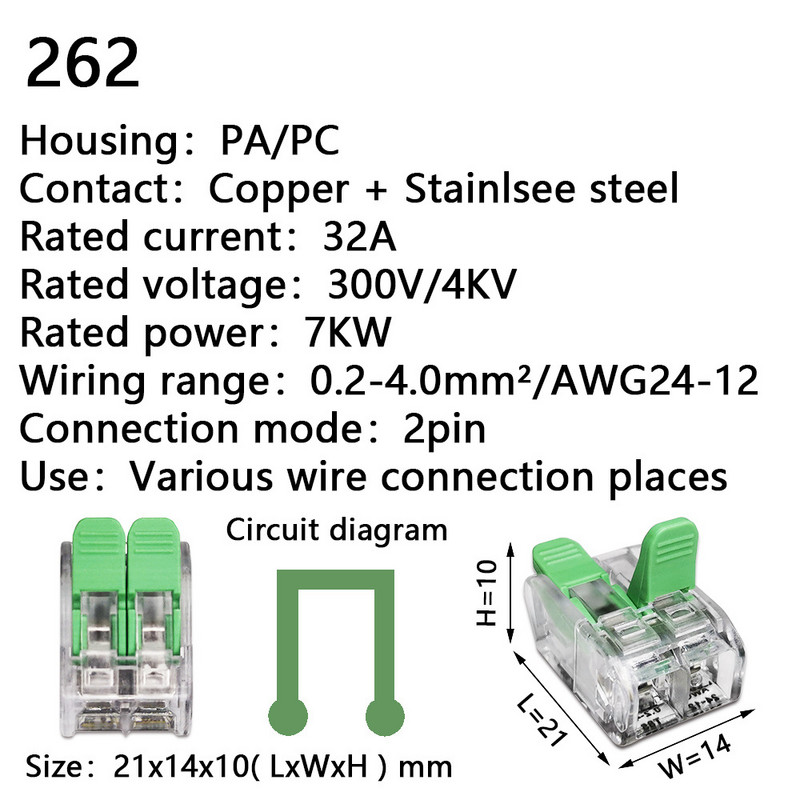Žičani konektor 1/2/3/4/5 KOM Zeleni mini brzi konektor Univerzalni kompaktni žičani konektor Utični žičani terminal Kućni konektor