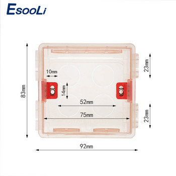 Esooli 86mm*83mm*50mm регулируема прозрачна монтажна кутия вътрешна касета за 86 тип WIFI сензорен превключвател и USB гнездо