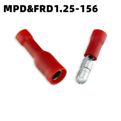 10/100PCS ženski muški izolirani električni konektor Crimp Bullet Terminal za terminale audio ožičenja Kabelski konektori 22-16AWG