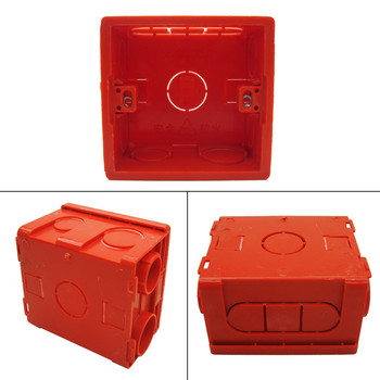 WIRLDLIGHT регулируема монтажна кутия Вътрешна касета 86 мм * 86 мм * 50 мм за превключвател тип 86 и гнездо Бял/червен цвят Окабеляване Задна кутия