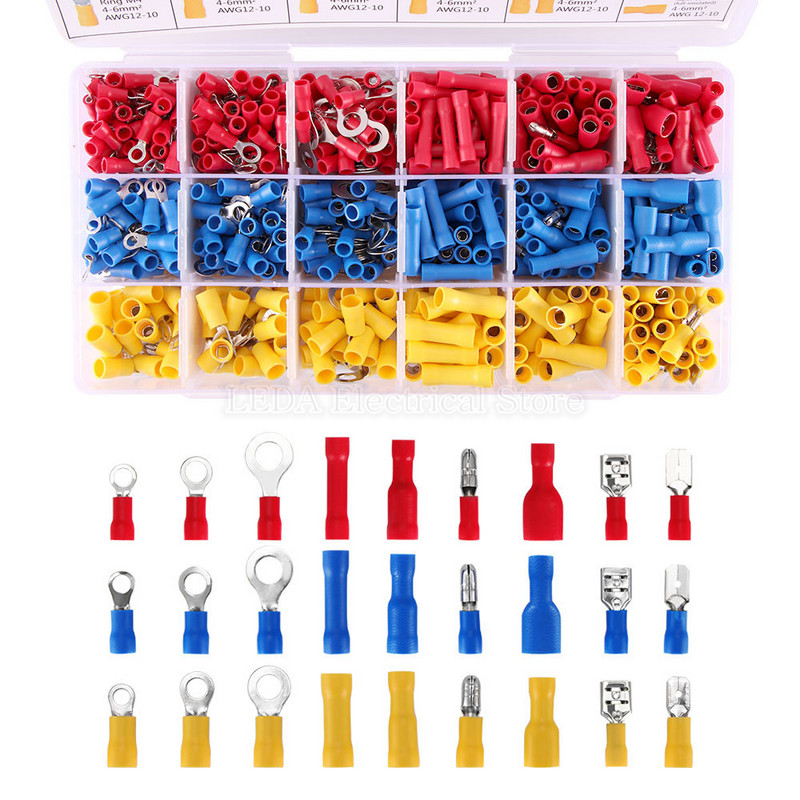 700 gab. elektrisko gofrēšanas savienotāju sortiments 0,5-6 mm aukstās presēšanas spaiļu knaibles Kabeļu komplekts Rokas instruments izolētiem kabeļu uzgaļiem