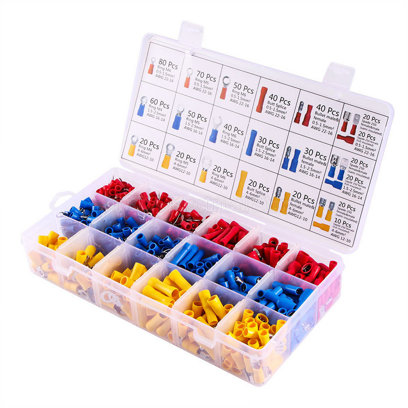 700 gab. elektrisko gofrēšanas savienotāju sortiments 0,5-6 mm aukstās presēšanas spaiļu knaibles Kabeļu komplekts Rokas instruments izolētiem kabeļu uzgaļiem