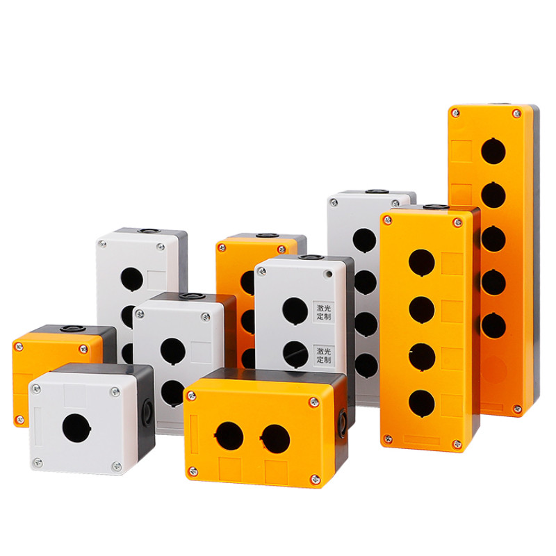 22 mm vodootporna kutija s prekidačem s gumbom Odijelo s jednom rupom za upravljanje Zaustavljanje u nuždi Rotacijski prekidač Žuta/siva zaštita BX1-22