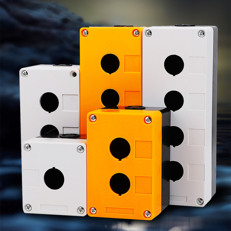 22 mm vodootporna kutija s prekidačem s gumbom Odijelo s jednom rupom za upravljanje Zaustavljanje u nuždi Rotacijski prekidač Žuta/siva zaštita BX1-22