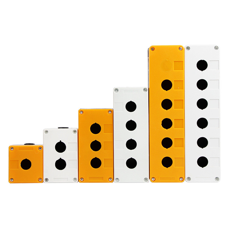 22 mm vodootporna kutija s prekidačem s gumbom Odijelo s jednom rupom za upravljanje Zaustavljanje u nuždi Rotacijski prekidač Žuta/siva zaštita BX1-22