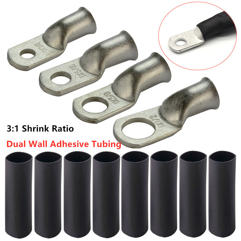 10PCS 0-8AWG tukša vara gredzena saspiešanas spailes uzgaļi Akumulatora kabelis Elektrisko vadu savienojuma savienotāju komplektu komplekts