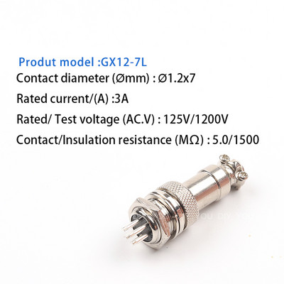 1Set GX12 2/3/4/5/6/7 Pin Mat tip muške i ženske električne žice Konektor ploče Okrugla zrakoplovna utičnica Utikač žice Konektor ploče