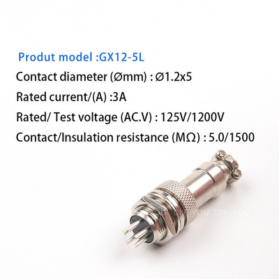 1Set GX12 2/3/4/5/6/7 Pin Mat tip muške i ženske električne žice Konektor ploče Okrugla zrakoplovna utičnica Utikač žice Konektor ploče
