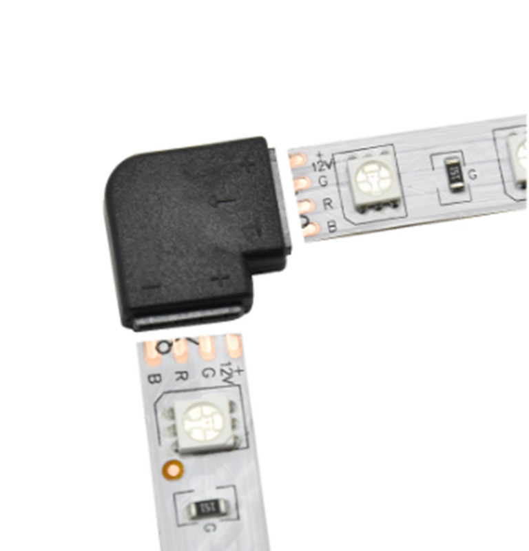 5PCS 4 kontaktu LED stūra savienotājs L forma savienošanai taisnā leņķī 10 mm 5050 LED sloksnes gaisma RGB krāsa Viegli uzstādāma sloksne
