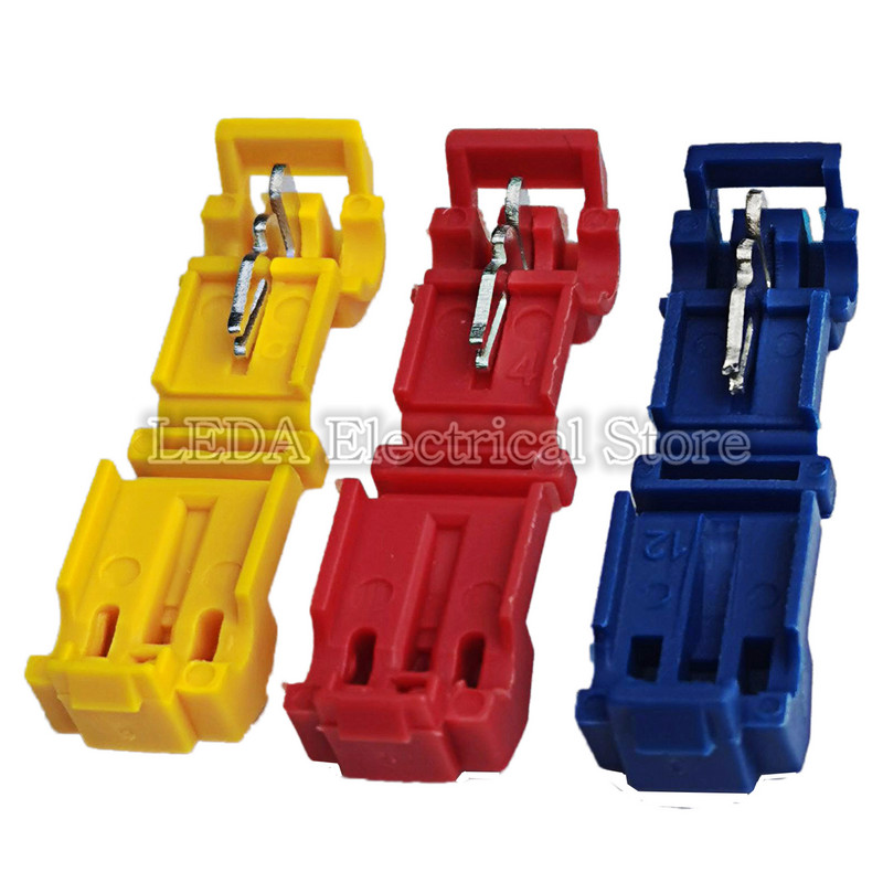 25SETS(50GAB) MDFN+T1 T2 T3 Scotch Lock ātrā savienojuma vadu savienotāji spailes, presēšana elektriskā automašīna 22-18AWG 300V 10A vads