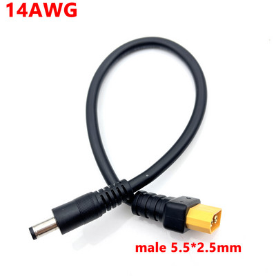 1gb XT60 spraudnis uz DC 5,5 * 2,1 mm 5,5 * 2,5 mm savienotājs akumulatora uzlādes adaptera kabelis Silikona vads RC akumulatora lādētājam