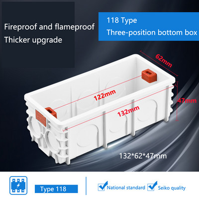 118 Tip US AU Standardna stražnja kutija Zidno kućište Prekidač svjetla Utičnica Montažna kutija Unutarnja kazeta 86 Razvodna kutija