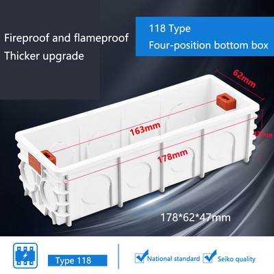 118 Tip US AU Standardna stražnja kutija Zidno kućište Prekidač svjetla Utičnica Montažna kutija Unutarnja kazeta 86 Razvodna kutija