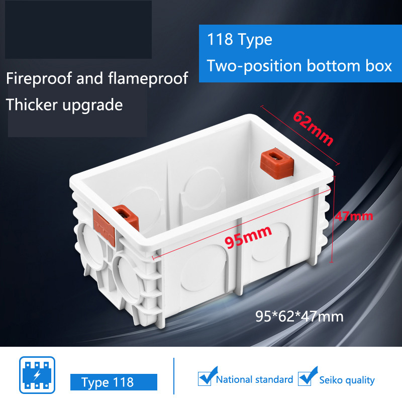 118 Tip US AU Standardna stražnja kutija Zidno kućište Prekidač svjetla Utičnica Montažna kutija Unutarnja kazeta 86 Razvodna kutija