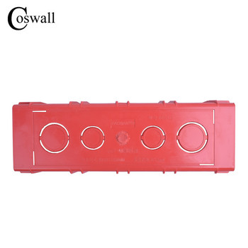 Монтажна кутия COSWALL Вътрешна касета 186mm*67.5mm*50mm за 197mm*72mm стандартен превключвател и контакт Червен цвят