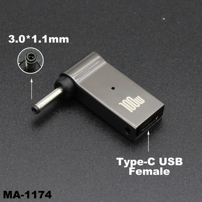 100W USB tip C na DC konektor napajanja USB C na univerzalni adapter napajanja prijenosnog računala pretvarač za Asus Dell Lenovo prijenosno računalo
