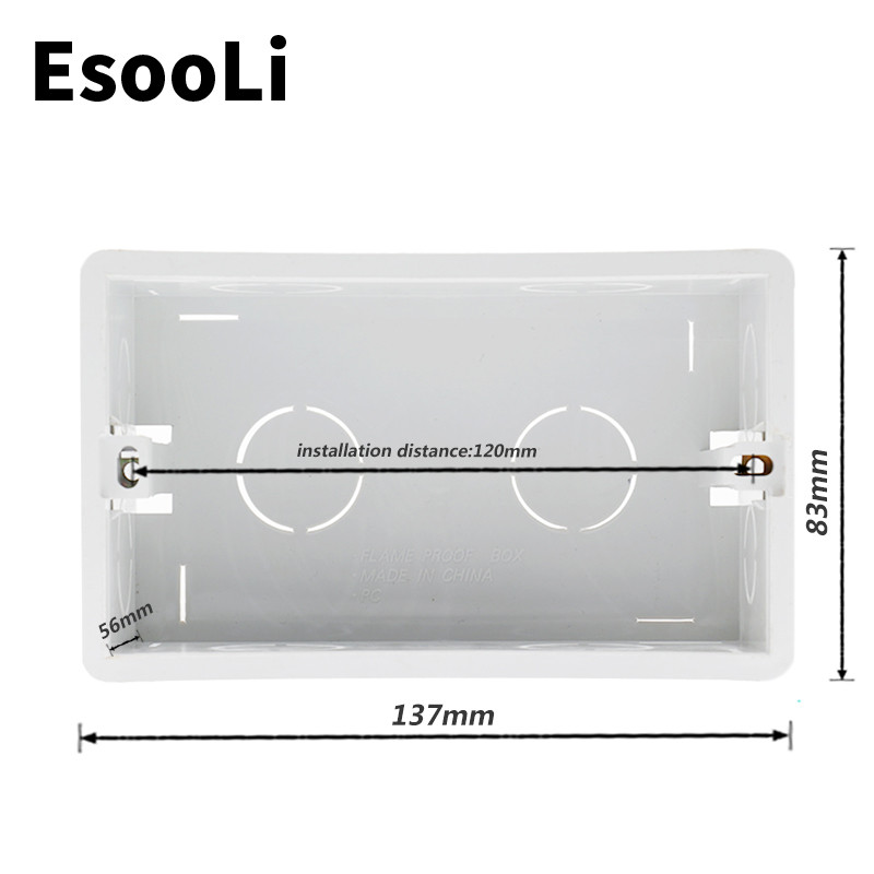 EsooLi kutija za zidnu montažu, unutarnja kazeta, bijela stražnja kutija 137*83*56 mm za 146 mm*86 mm, standardni prekidač osjetljiv na dodir i USB utičnicu