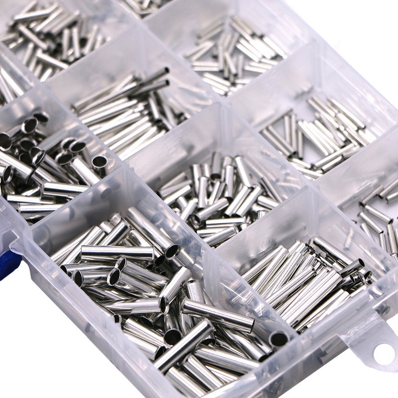 700 KOM neizoliranih žičanih konektora, ferule za električne kabele, stezaljka za bakrene pokositrene stezaljke 0,5 mm2-6 mm2 22-10 AWG kliješta