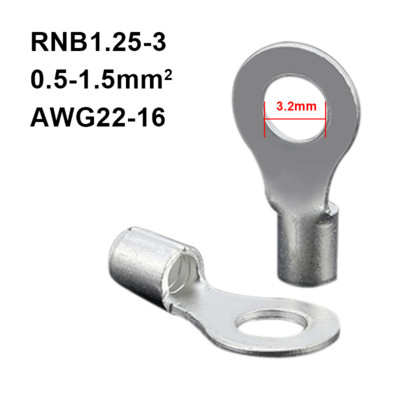 100 gab RNB SNB neizolētu gredzenveida dakšu U veida spaiļu sortimenta komplekta kabeļa vadu savienotāja gofrēti alvas misiņa spailes