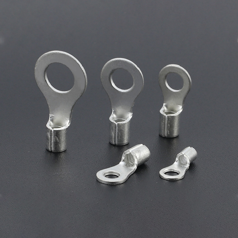 100 gab RNB SNB neizolētu gredzenveida dakšu U veida spaiļu sortimenta komplekta kabeļa vadu savienotāja gofrēti alvas misiņa spailes