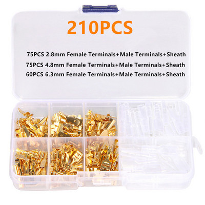 300/270/210PCS izolēts vīrišķais vadu savienotājs 2,8/4,8/6,3 mm elektrisko vadu gofrēšanas spailes Lāpstas savienotāju dažāds komplekts