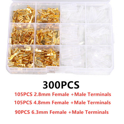 300/270/210PCS izolēts vīrišķais vadu savienotājs 2,8/4,8/6,3 mm elektrisko vadu gofrēšanas spailes Lāpstas savienotāju dažāds komplekts