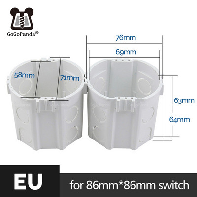 2 komada Francuski Njemački EU Standard Kazetna Razvodna Kutija Zidni Prekidač Utičnica Donja Kutija za 86*86mm