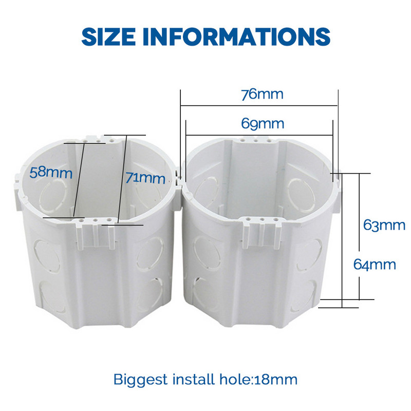 2 komada Francuski Njemački EU Standard Kazetna Razvodna Kutija Zidni Prekidač Utičnica Donja Kutija za 86*86mm
