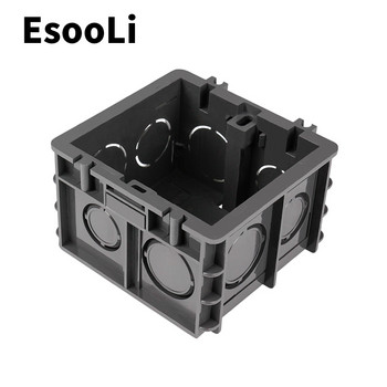 Високоякостна монтажна кутия EsooLi, вътрешна касета 82 мм * 76 мм * 50 мм за превключвател и контакт тип 86, черна задна кутия за окабеляване